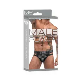 Male Power Check'd Mate Cutout Thong S/M Black - Geometric Mesh Design