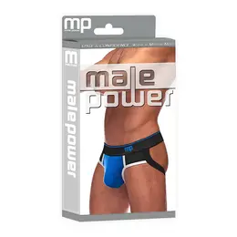 Male Power Panel Jock S/M Black-Blue Athletic Support Underwear