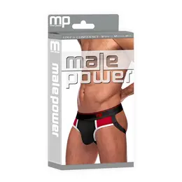 Male Power Panel Jock L/XL Black-Red Comfort Fit Supportive Bands