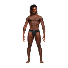 Male Power Modal Rib Jockstrap L/XL Black Comfort Waistband