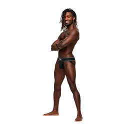 Male Power Modal Rib Jockstrap L/XL Black Comfort Waistband