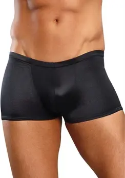 Male Power Lo Rise Satin Spandex Shorts M Black Comfort Fit