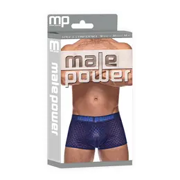 Male Power Diamond Mesh Mini Short M Navy - Breathable Athletic Fit