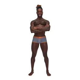 Male Power Uplift Mini Short L Grey - Satin Finish, Boosting Pouch
