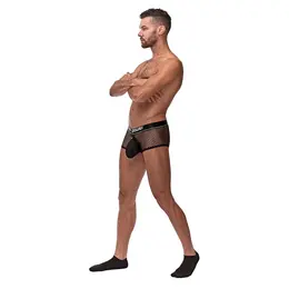 Male Power Mini Ring Shorts S Black - Soft Waistband & Detachable Pouch