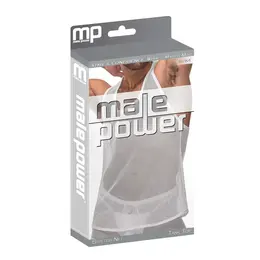 Male Power Stretch Net Tank Top L/XL White - Racerback Mesh Design