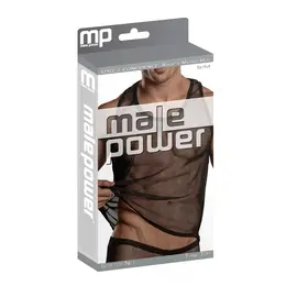 Male Power Stretch Net Tank Majica Crna L/XL - Racerback Dizajn