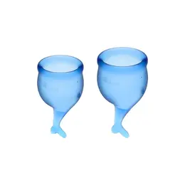 Feel Secure Menstrual Cup Blue - Reusable Medical Silicone, Size M