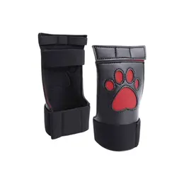 OUCH! Neoprene Puppy Paw Gloves Red - Comfortable Role Play Mitts