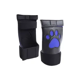 OUCH! Neoprene Puppy Paw Gloves Blue - Comfort Fit Roleplay Mitts