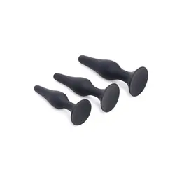 XR Brands Triple Spire Silikonski Trening Set 3-Delni Crni Suženi Dizajn