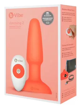 b-Vibe Rimming Plug 2 Orange - Rotating Pearl Anal System, 15 cm