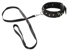 You2Toys Veganski Podesivi Set Ovratnik i Povodac, Crni, 37-47 cm
