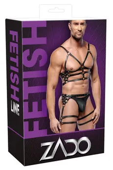 ZADO Kožni Harness Set M/L - Podesive Crne Trake i Srebrni Detalji