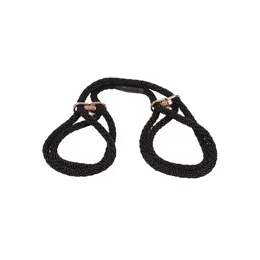 Sportsheets Knotty Brat Set - Konopčeve Lisice, Povez za Oči i Mini Crop, Crna-Rose Gold