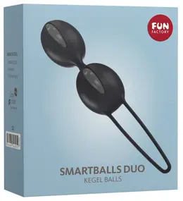 Fun Factory Smartballs Duo Gray Black Pelvic Floor Trainer 10cm