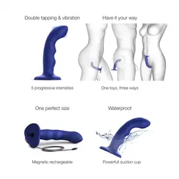 Strap-on-me Wave Night Blue Double Tapping Intimate Device 15.3cm