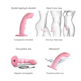 Strap-on-me Wave Tapping Device Coral Pink Rechargeable Silicone 15.3cm