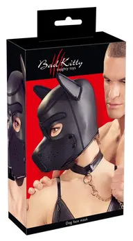 Bad Kitty Neoprene Dog Head Mask with Removable Mouth Part, Black