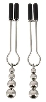 Bad Kitty Adjustable Nipple Clips with Decorative Beads, 8.5 cm, Black