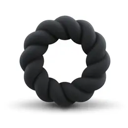 Rocks-Off Twist Intimni silikonski prsten crni - Fleksibilan, rebrasti dizajn