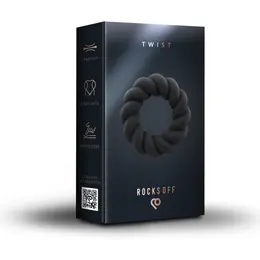 Rocks-Off Twist Intimni silikonski prsten crni - Fleksibilan, rebrasti dizajn