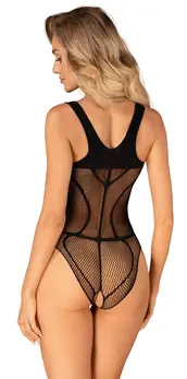 Obsessive B336 Mrežasti Bodysuit S-L Crni Dizajn u Stilu Remenja