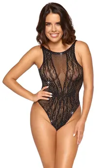 Cottelli Collection Body Fantasy S-L Rastegljivi Bodysuit sa Rinstounima Crni