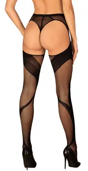 Obsessive S336 Mesh Tights S-L Black - Open Design, Stretch Fit