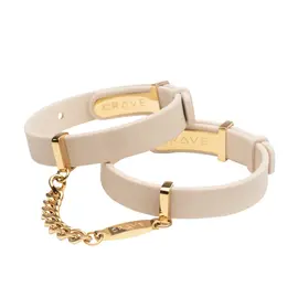 Crave ID Cuffs Beige & 18kt Gold-Plated - Elegant Adjustable Bracelet Set