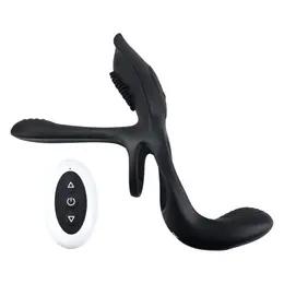 Playboy Pleasure The 3 Way Silicone Support Ring Black USB Remote