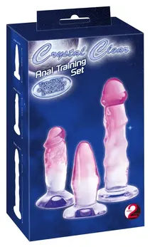 Crystal Clear Set od 3 Transparentna Analna Trening Uređaja sa PVC Usisnom Bazom