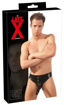 LateX Men's Briefs Black M/L with Integrated System and Sleeve