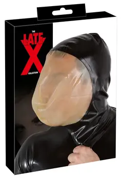 LateX Vakuum Maska za Lice 0.4mm sa Zadnjim Rajsferšlusom Crni Lateks