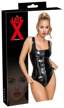 LateX Crni lateks bodysuit S sa funkcionalnim dvosmernim rajsferšlusom 0.35mm