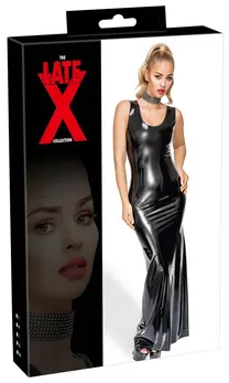 LateX Duga crna maksi haljina od prirodnog lateksa veličina M