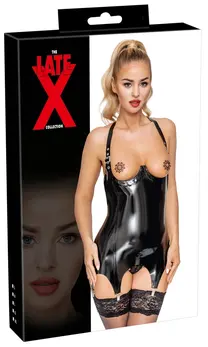 LateX Cami susender sa otvorenim čašicama crni prirodni lateks veličina S