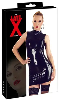 LateX Collection Crna Lateks Haljina L - Bez Rukava, Stojeća Kragna
