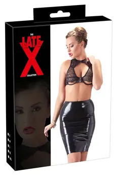 LateX Klasična Crna Lateks Suknja XL do Kolena Uski Kroj 0,35 mm