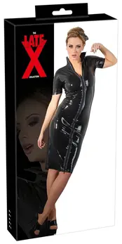 Cottelli Collection Lateks Haljina 2XL sa dvosmernim rajsferšlusom punom dužinom, Crna