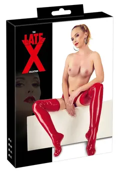 LateX Crvene natkolenice od lateksa S/M - Poluprozirni finiš