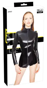 Black Level Vinyl Long Sleeve Jumpsuit L - Shiny Black Party Wear