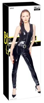 Black Level Vinyl Jumpsuit M with Transparent Powernet Back
