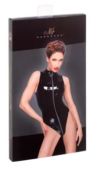 Noir Handmade Vinilni bodi M crni, prednji dvosmerni rajsferšlus