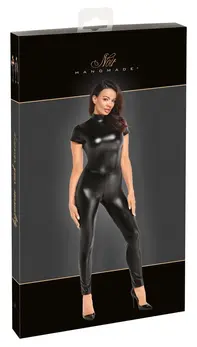 Noir Handmade Powerwetlook Kombinezon S - Podesivo Pertlanje, Crni
