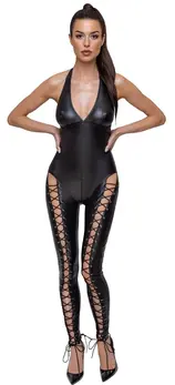Cottelli PARTY Jumpsuit XL - Matte Finish, Laced Design, Black