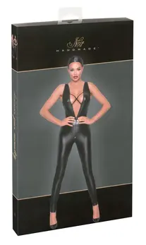 Noir Handmade Matte Power Wet Look Jumpsuit M Criss-Cross Straps