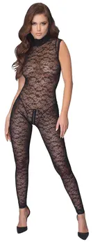 Cottelli Lingerie Lace Jumpsuit XL - Soft Stretch Lace, 2-Way Zipper