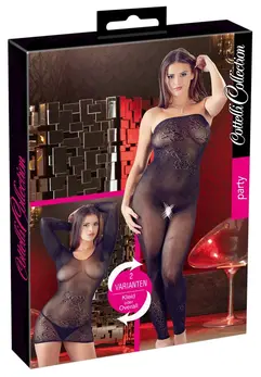 Cottelli Collection Floral Lace Tube Outfit S-L Black Semi-Transparent