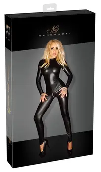 Noir Handmade Wet Look Kombinezon Crni 3XL sa Dvostrukim Rajsferšlusima